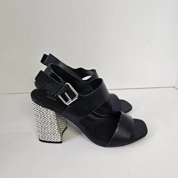 Apt. 9 Sandals Heel Black Faux Leather 9.5 - Picture 3 of 9